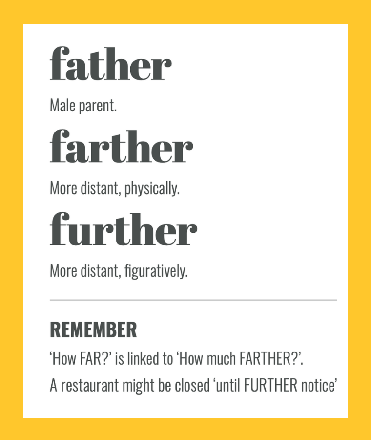 FATHER vs FARTHER vs FURTHER: top tips to help you remember the difference